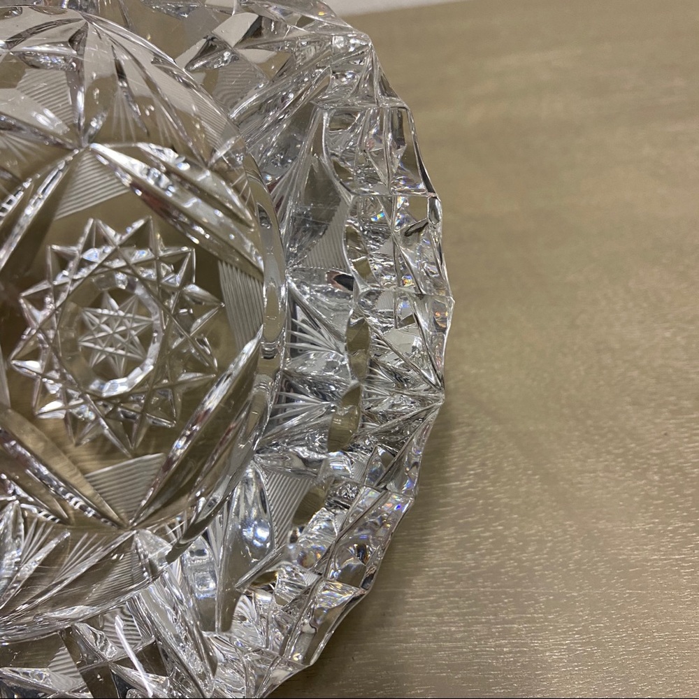 Vintage Lead Crystal Bohemian Czech Ashtray - Picture 9 of 13